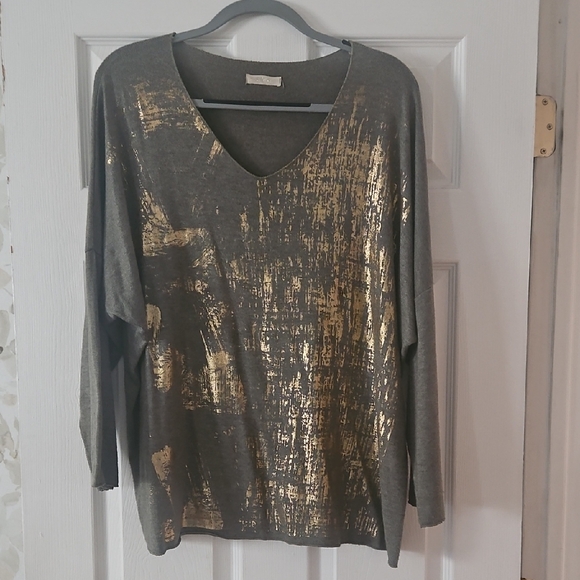 Tops - 3 For $10 Gold/Greenish/Gray Women's V Neck Top